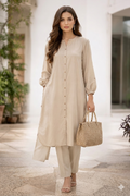 Elegant Beige Summer Lawn Kurta Set