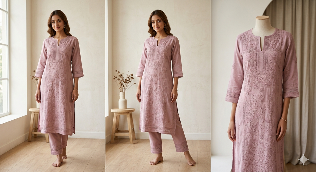 Title: Serene Mauve Chikankari Co-ord Set