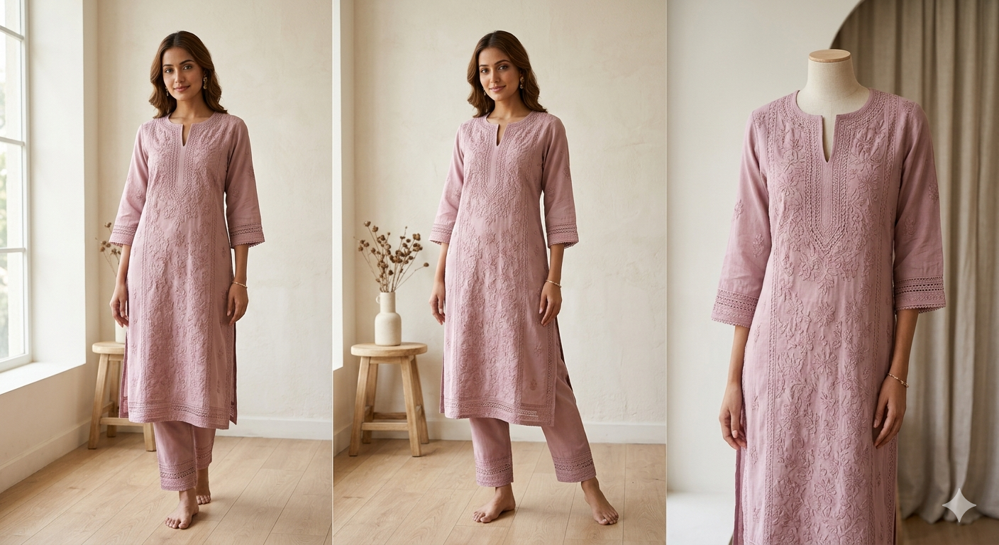 Title: Serene Mauve Chikankari Co-ord Set