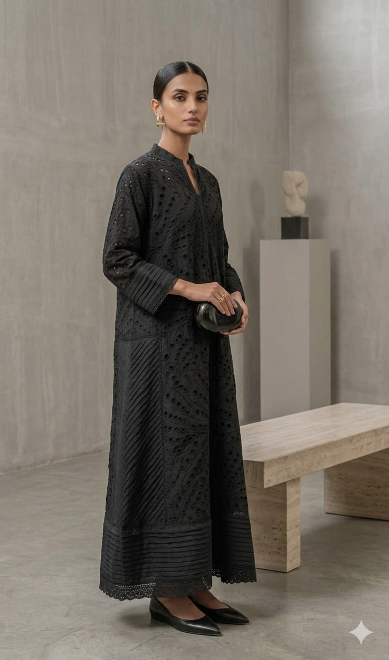 The Noir Eyelet Maxi Kurta