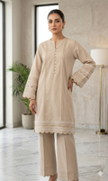 Elegant Minimalist Cotton Embroidered Stitched Tunic