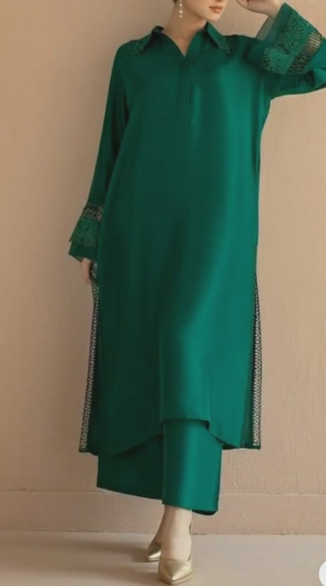 Emerald Grace: The Embroidered Lawn Essential